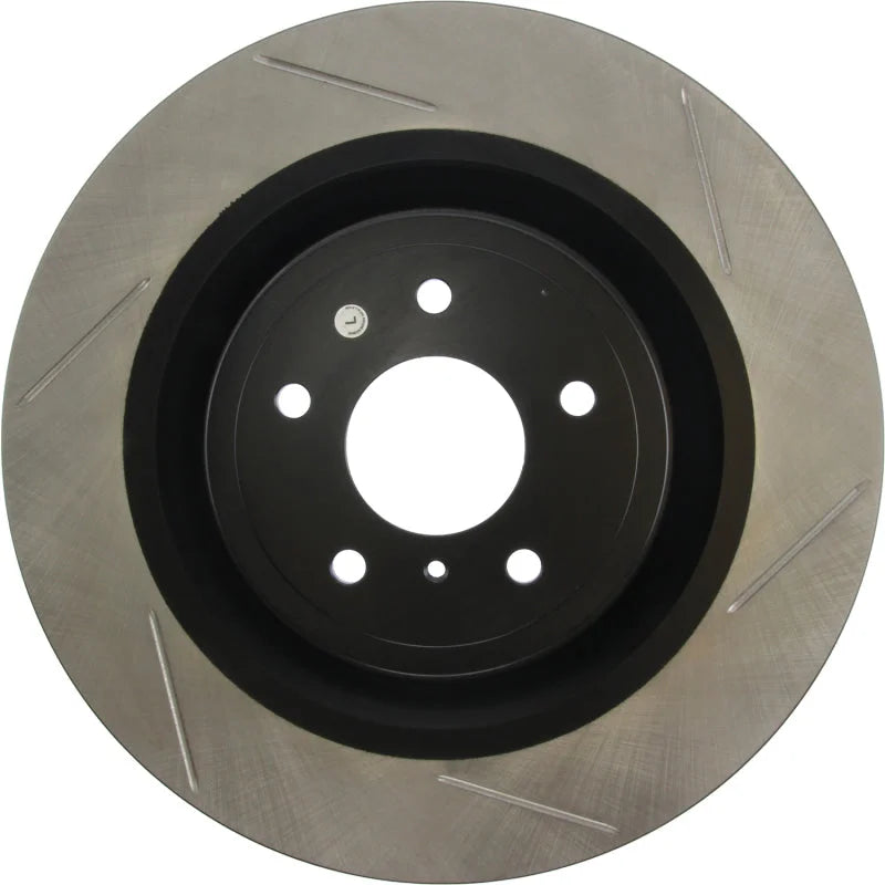 StopTech Power Slot Nissan 370z / Infiniti G37 SportStop Slotted Front Left Rotor - Installation View