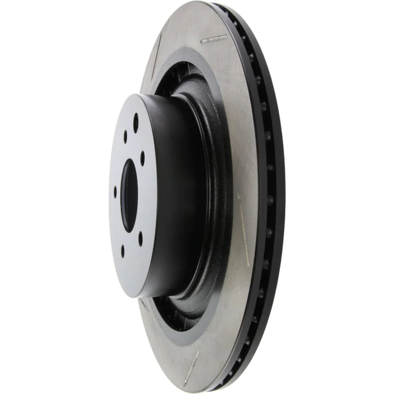StopTech Power Slot Nissan 370z / Infiniti G37 SportStop Slotted Rear Right Rotor - Back View