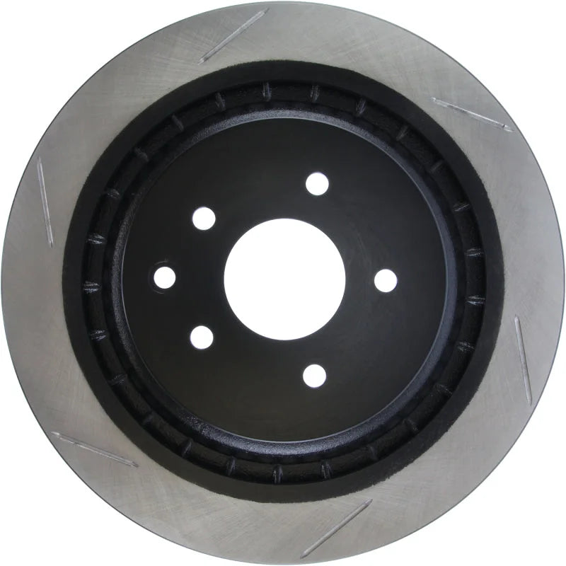 StopTech Power Slot Nissan 370z / Infiniti G37 SportStop Slotted Rear Right Rotor - Installation View