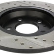 Load image into Gallery viewer, StopTech Power Slot 09-10 Audi A4/A4 Quattro / 08-10 A5 / 10 S4 Rear Right Drilled &amp; Slotted Rotor - Side View