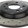 Load image into Gallery viewer, StopTech Power Slot 09-10 Audi A4/A4 Quattro / 08-10 A5 / 10 S4 Rear Right Drilled &amp; Slotted Rotor - Back View