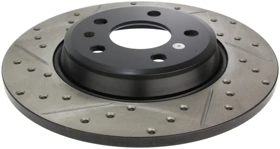 StopTech Power Slot 09-10 Audi A4/A4 Quattro / 08-10 A5 / 10 S4 Rear Right Drilled & Slotted Rotor - Back View