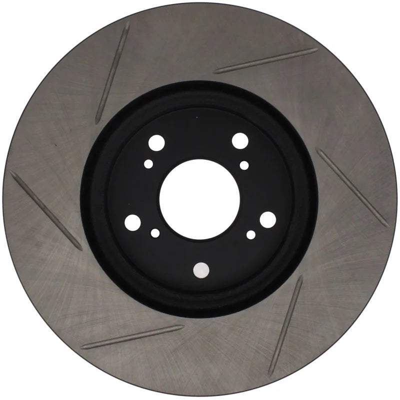 StopTech Power Slot Slotted 99-08 Acura TL (STD Caliper) / 01-03 CL / 04-09 TSX Front Left Rotor - Side View
