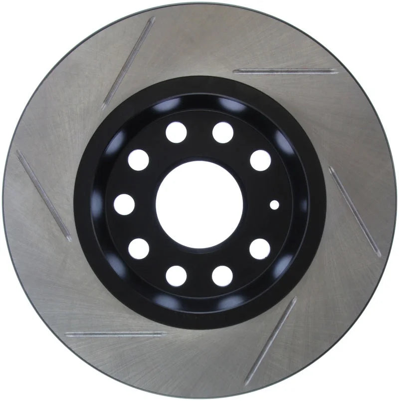 StopTech Power Slot Volkswagen GTI Rear Left Slotted Rotor - Side View