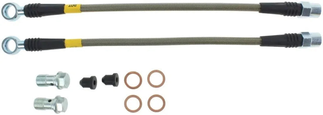 StopTech 02-08 Audi A4 Quattro Rear Stainless Steel Brake Line Kit - Installation View