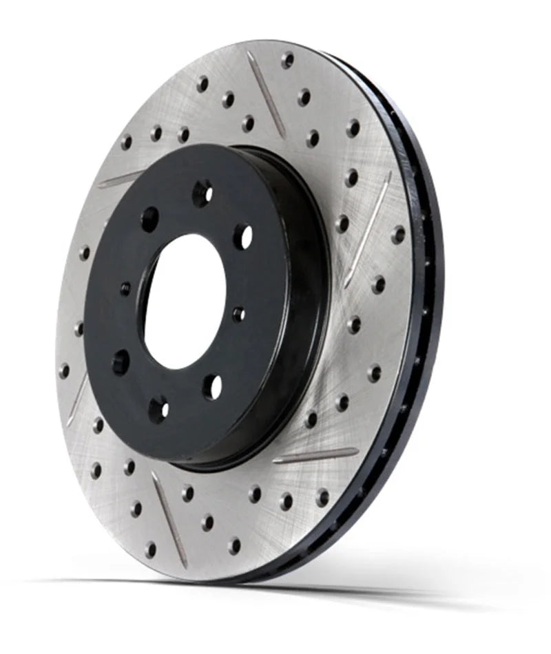 StopTech Select Sport 06-15 Dodge Charger/ 05-15 Chrysler 300 Slotted/Drilled Left Rear Brake Rotor - Side View