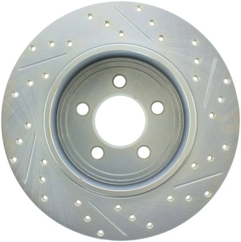 StopTech Select Sport 06-15 Dodge Charger/ 05-15 Chrysler 300 Slotted/Drilled Right Rear Brake Rotor - Back View
