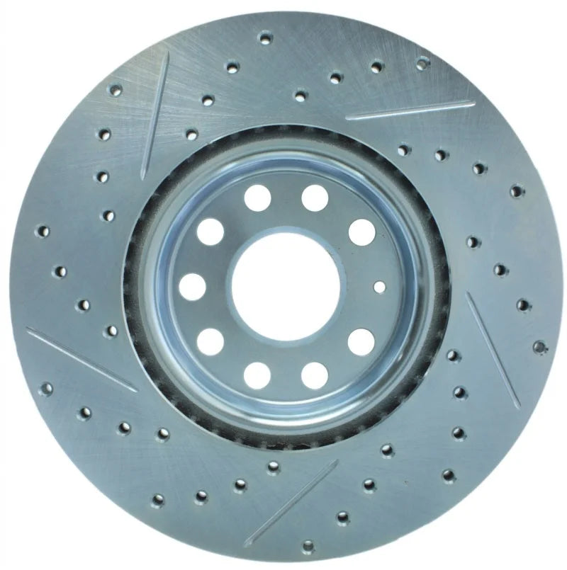 StopTech Select Sport 06-17 Volkswagen Jetta Slotted & Drilled Front Left Rotor - Side View