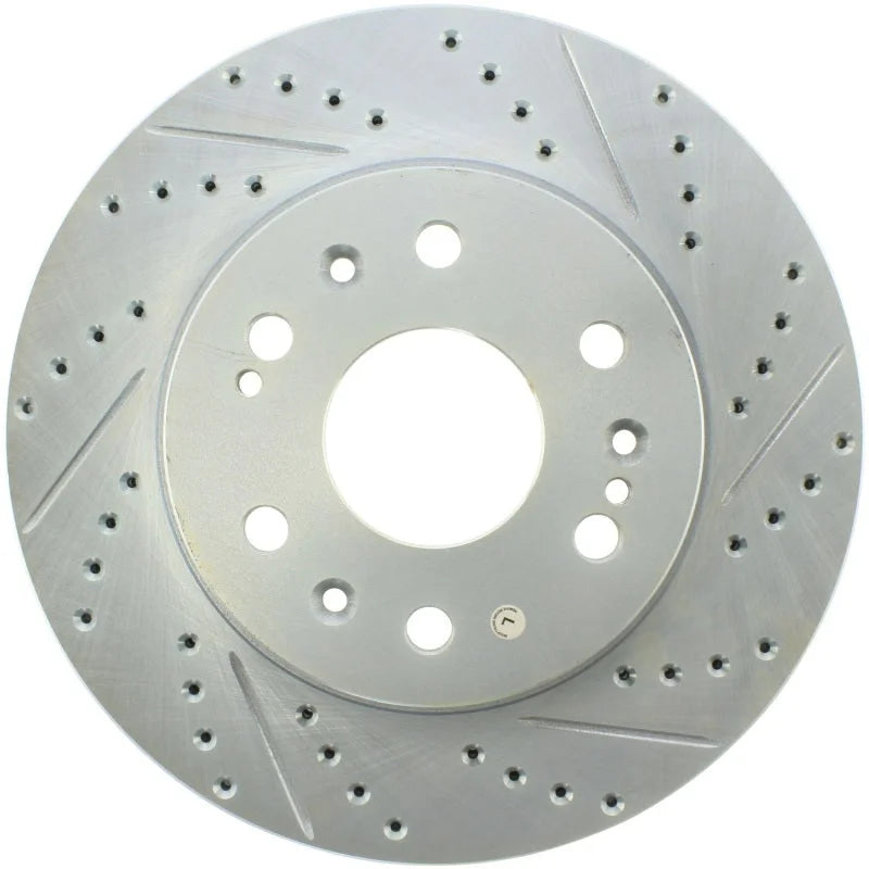 StopTech Select Sport 07-11 GM Silverado 1500 Slotted and Drilled Left Front Rotor - Side View