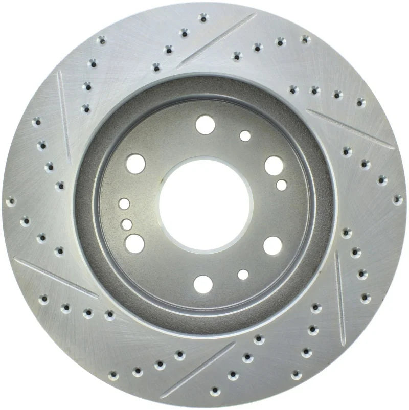 StopTech Select Sport 07-11 GM Silverado 1500 Slotted and Drilled Left Front Rotor - Back View