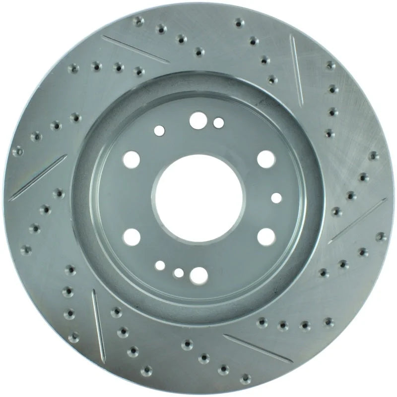 StopTech Select Sport 07-11 GM Silverado 1500 Slotted and Drilled Right Front Rotor - Back View