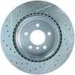 Load image into Gallery viewer, StopTech Select Sport 07-13 BMW 335i Slotted &amp; Drilled Vented Left Rear Brake Rotor - Back View