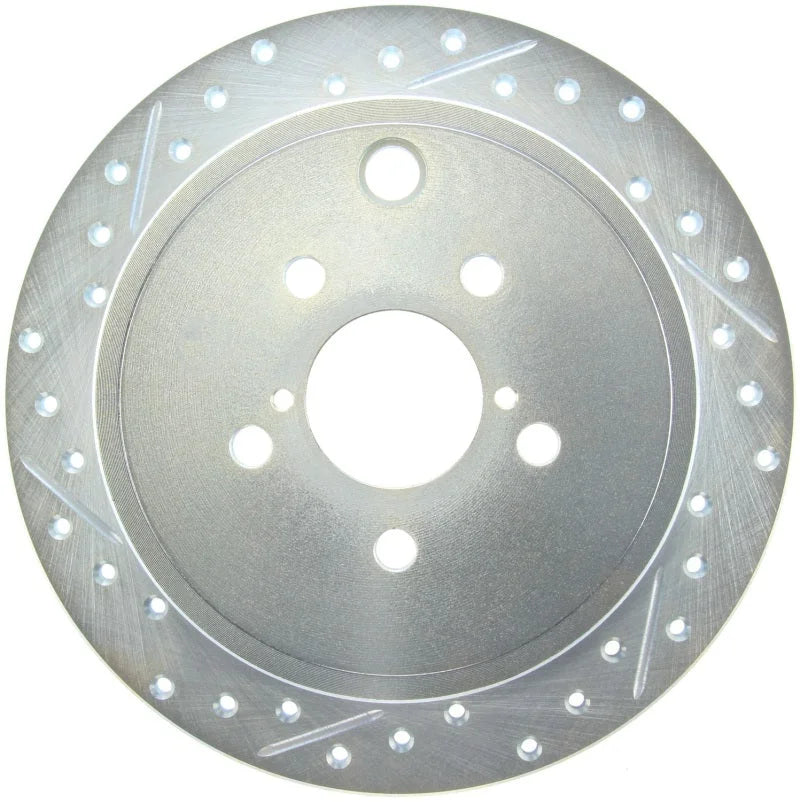 StopTech Select Sport 09-13 Subaru Forester Slotted and Drilled Right Rear Rotor - Side View