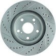 Load image into Gallery viewer, StopTech Select Sport 11-16 Toyota Avalon/ 11-17 Camry SportStop Slotted &amp; Drilled Left Front Rotor - Back View