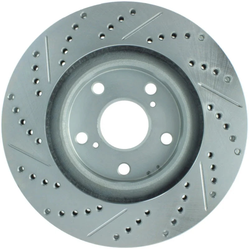 StopTech Select Sport 11-16 Toyota Avalon/ 11-17 Camry SportStop Slotted & Drilled Left Front Rotor - Back View