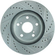 Load image into Gallery viewer, StopTech Select Sport 11-16 Toyota Avalon/ 11-17 Camry SportStop Slotted &amp; Drilled Right Front Rotor - Back View