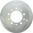 Load image into Gallery viewer, StopTech Select Sport 13-17 Toyota Land Cruiser Drilled / Slotted Rear Passenger-Side Brake Rotor - Side View