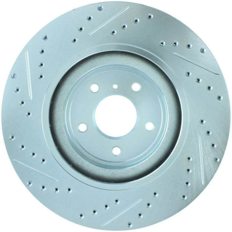 StopTech Select Sport Nissan Slotted and Drilled Front Left Rotor - Side View