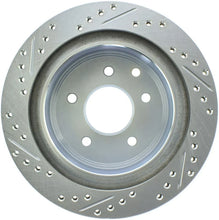 Load image into Gallery viewer, StopTech Select Sport Nissan Slotted and Drilled Left Rear Rotor - Back View