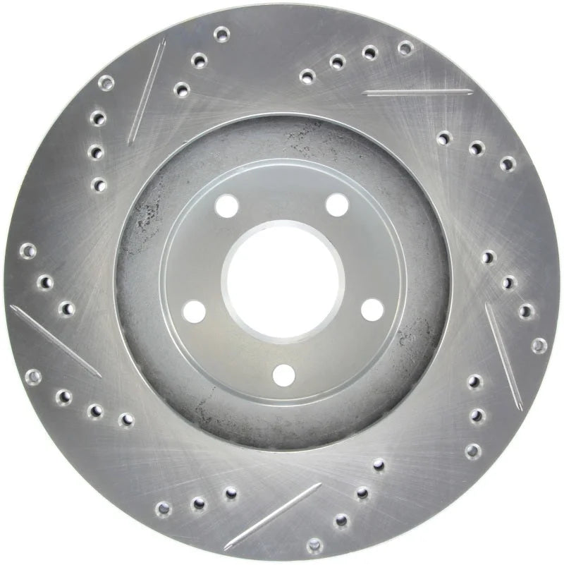 StopTech Select Sport Select Sport Nissan Slotted and Drilled Left Front Rotor - Back View