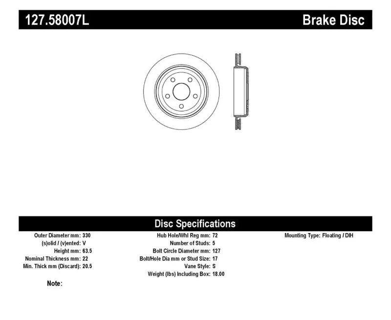 StopTech Slotted & Drilled Sport Brake Rotor 11-15 Jeep Grand Cherokee (Excludes SRT8) - Back View