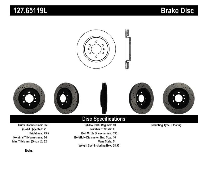 StopTech Slotted & Drilled Sport Brake Rotor - Additional View 5