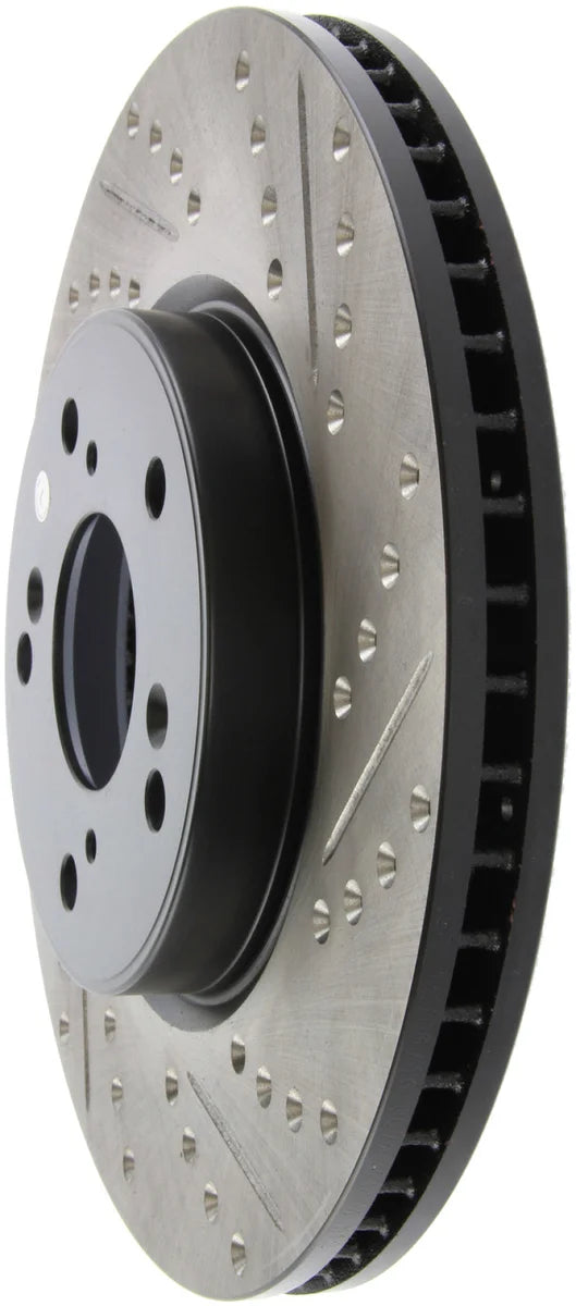 StopTech Slotted & Drilled Sport Brake Rotor Front Left 13 Honda Accord Sport - Back View