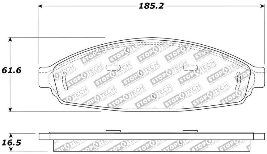StopTech Sport Brake Pads w/Shims and Hardware - Side View