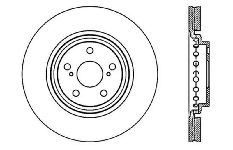 StopTech Sport Drilled & Slotted Rotor - Front Right - Side View