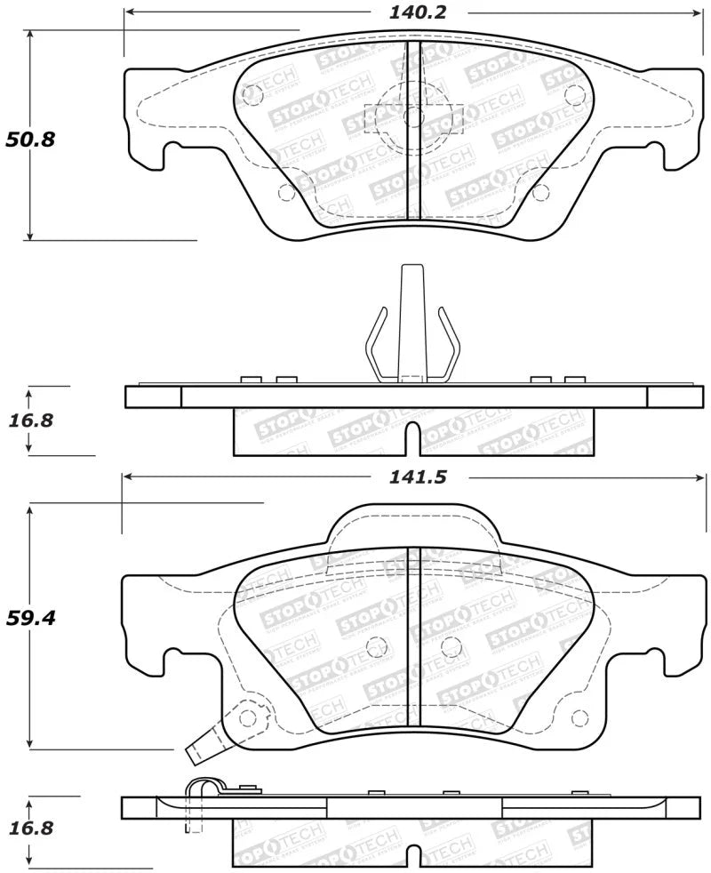 StopTech Street Brake Pads - Rear - Main Product View