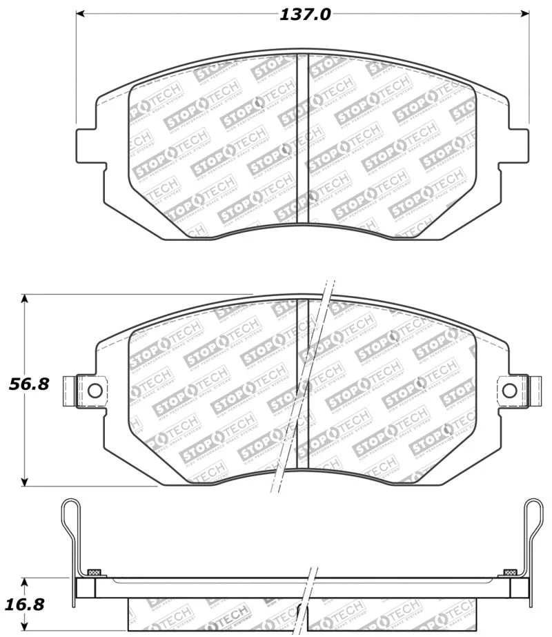 Stoptech 03-10 Subaru Forester/Impreza / 02-12 Subaru Legacy/Outback Sport Brake Pads - Front - Main Product View