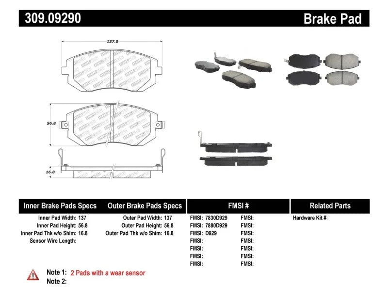 Stoptech 03-10 Subaru Forester/Impreza / 02-12 Subaru Legacy/Outback Sport Brake Pads - Front - Installation View