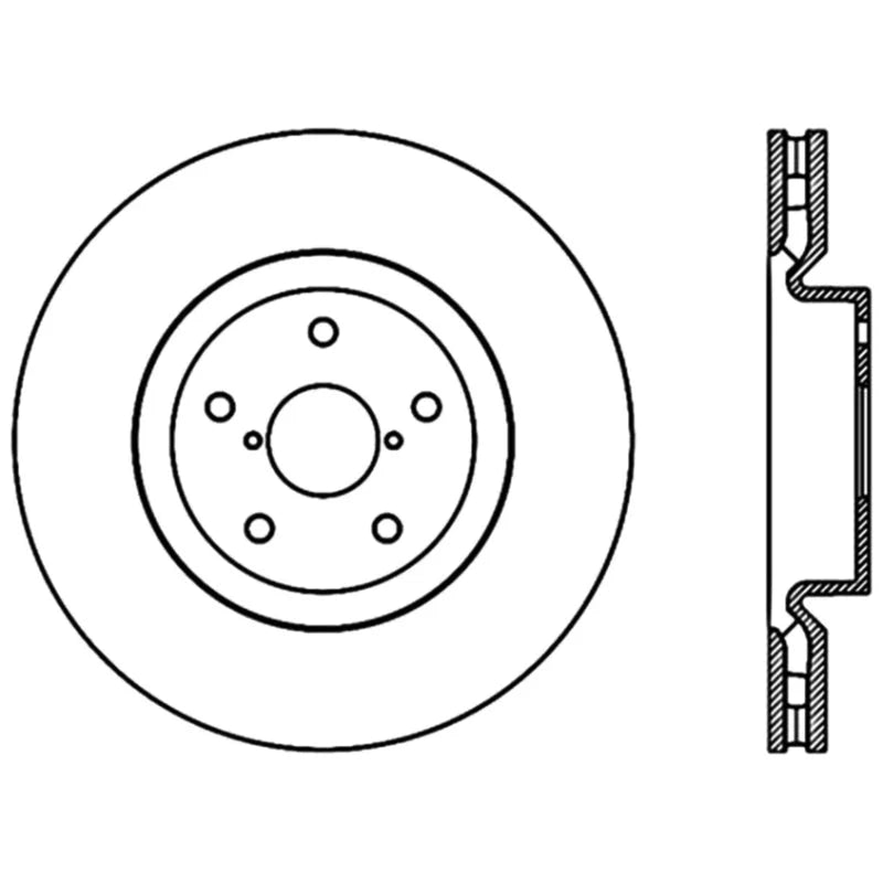 Stoptech 05-07 Subaru Impreza WRX Sti Front High Carbon CRYO-STOP Rotor - Side View