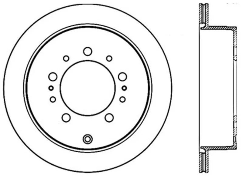 Stoptech 08-17 Toyota Land Cruiser / 08-17 Lexus LX Rear Premium Cryo Rotor - Side View