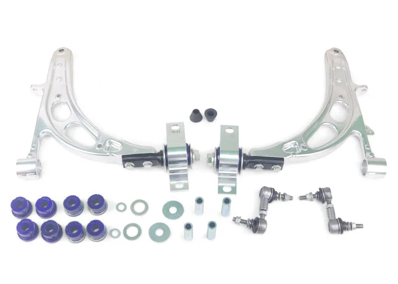 SuperPro 02-05 Subaru Impreza WRX / 04-06 WRX STI Front Lower Alloy Control Arm Kit - Side View