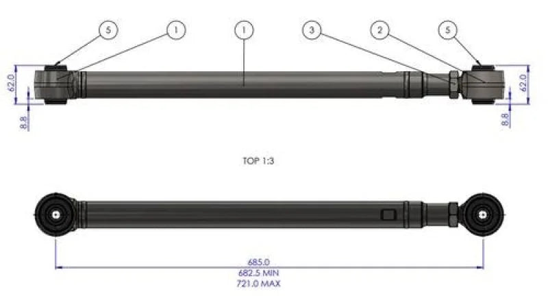 SuperPro 08-21 Toyota Land Cruiser 200 Series HD Adj. Rear Lower Trailing Arm Set - Detail View