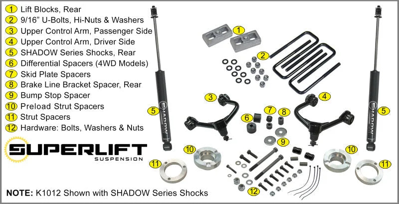 Superlift 05-20 Toyota Tacoma 4WD (Excl TRD Pro Models) - 3in Lift Kit w/ Superlift Shocks - Detail View