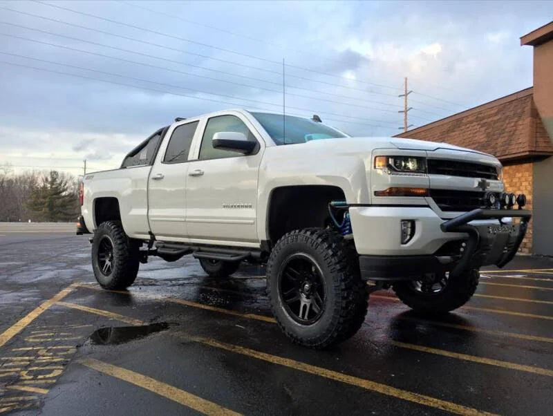 Superlift 07-16 Chevy Silv 4WD 8in Lift Kit w/ OE Cast Steel Control Arms & King Coilovers & Shocks - Installation View
