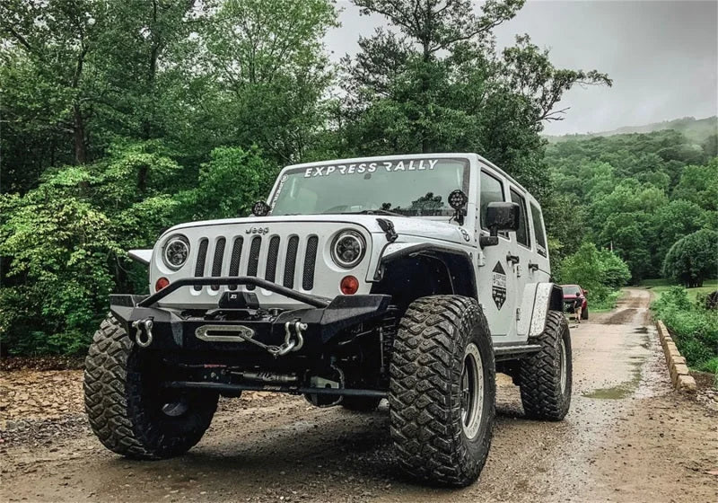 Superlift 07-18 Jeep Wrangler JK 4in Long Arm Kit - Shadow Shocks - Back View