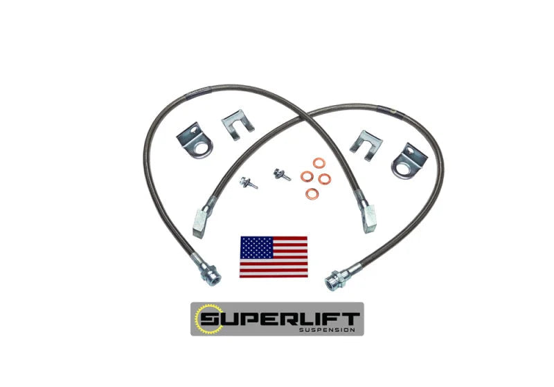 Superlift 76-86 Jeep CJ5 / CJ7 3in plus Lift (Single) Bullet Proof Brake Hose - Side View