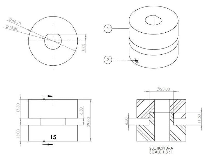 Superpro Front Shock Absorber Upper Bushing Kit - Side View