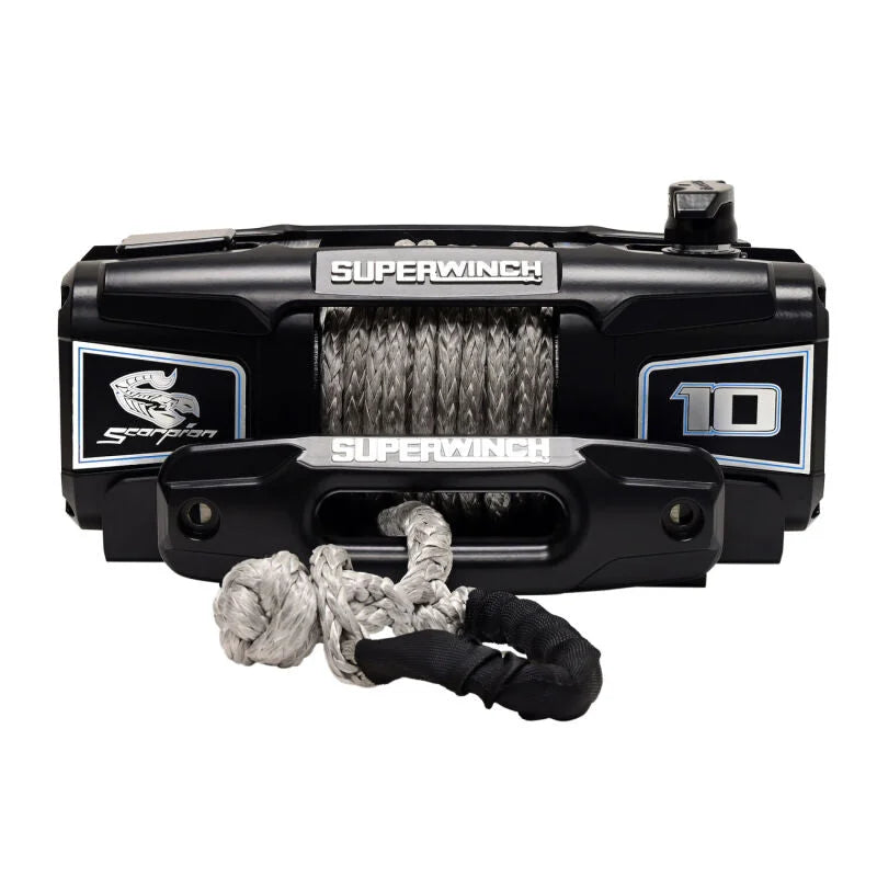 Superwinch 10000 LBS 12V DC 3/8in x 54ft Synthetic Rope Scorpion 10000SR Winch - Black Powdercoat - Installation View