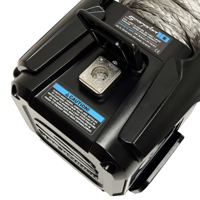 Superwinch 10000 LBS 12V DC 3/8in x 54ft Synthetic Rope Scorpion 10000SR Winch - Black Powdercoat - Additional View 5