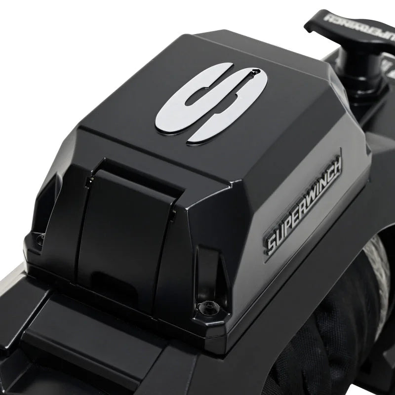 Superwinch 10000 LBS 12V DC 3/8in x 80ft Synthetic Rope SX10SR Winch - Semi Gloss Black - Back View