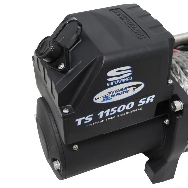Superwinch 11500 LBS 12V DC 3/8in x 80ft Synthetic Rope Tiger Shark 11500 Winch - Side View