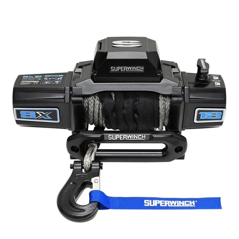 Superwinch 12000 LBS 12V DC 3/8in x 80ft Synthetic Rope SX12SR Winch - Semi Gloss Black - Main Product View
