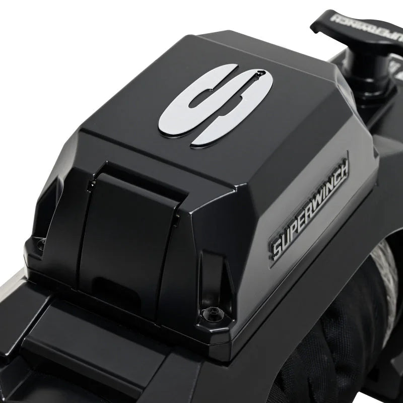 Superwinch 12000 LBS 12V DC 3/8in x 80ft Synthetic Rope SX12SR Winch - Semi Gloss Black - Installation View
