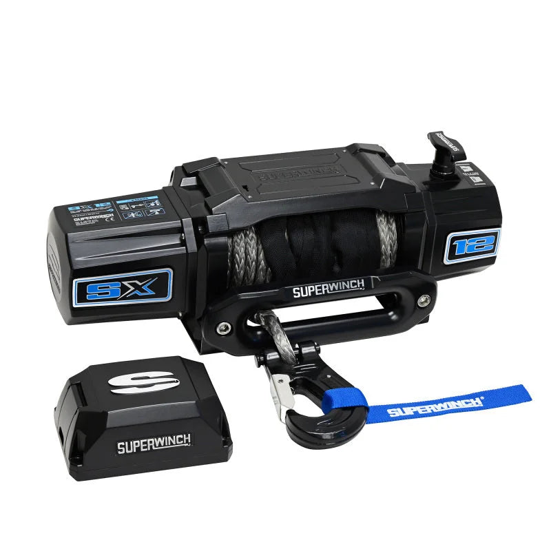 Superwinch 12000 LBS 12V DC 3/8in x 80ft Synthetic Rope SX12SR Winch - Semi Gloss Black - Additional View 5