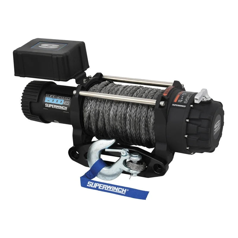 Superwinch 15000 LBS 12V DC 15/32in x 78ft Synthetic Rope Tiger Shark 15000SR Winch - Main Product View