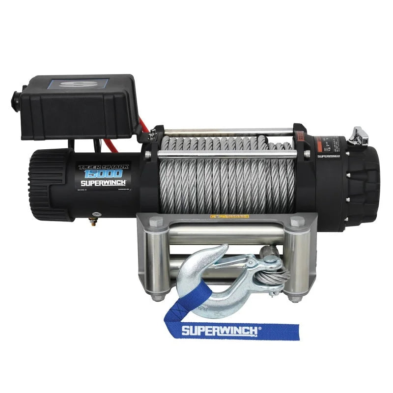 Superwinch 15000 LBS 12V DC 7/16in x 82ft Wire Rope Tiger Shark 11500 Winch - Back View